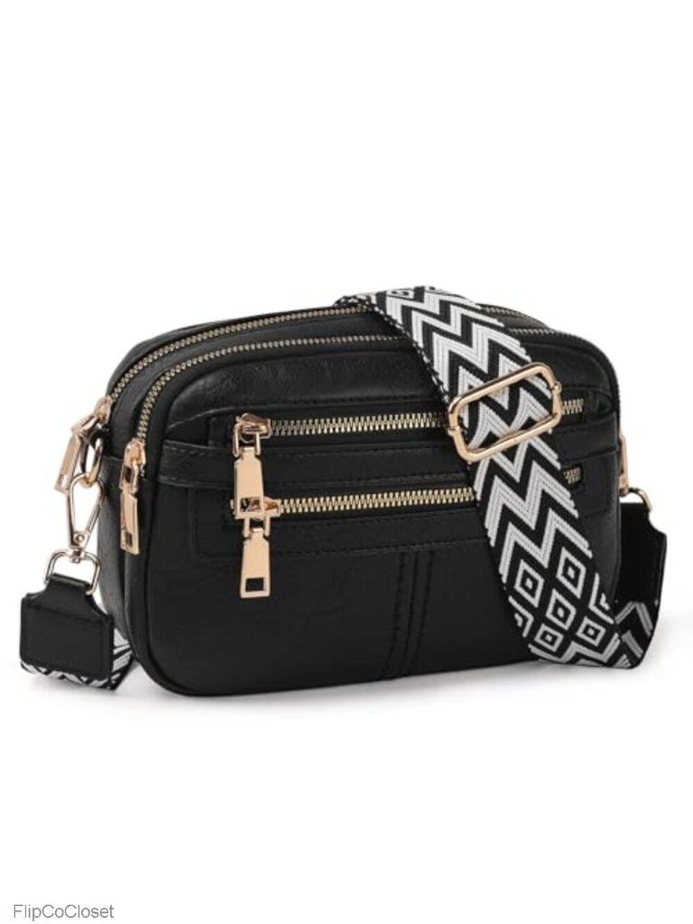 Vegan Leather Crossbody Bag with 6 Pockets, Adjustable Shoulder Strap